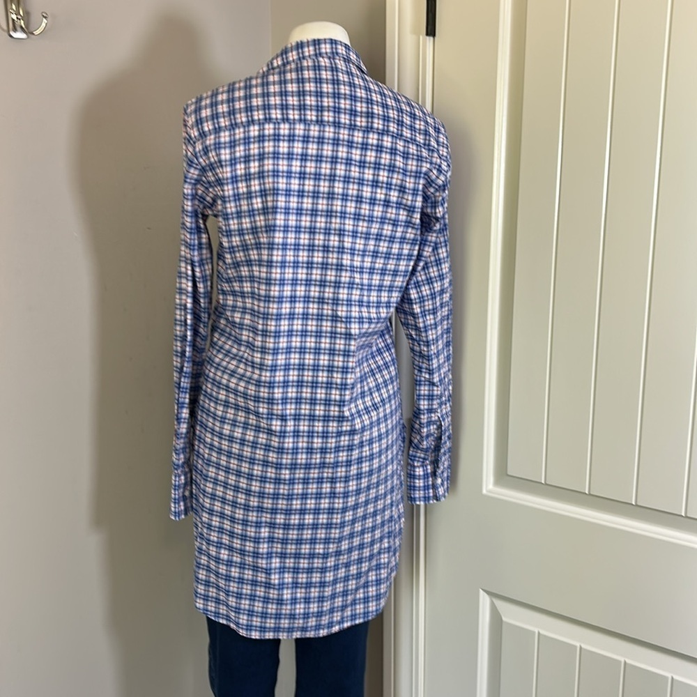 Frank and Eileen Grayson Shirt Italian Fabric Plaid Blue Red Classic Fit Sz S - Picture 6 of 15